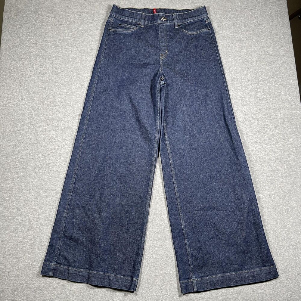 Spanx Jeans Womens XL Blue Wide-Leg High Rise Stretch Shaping Denim Baggy Y2K